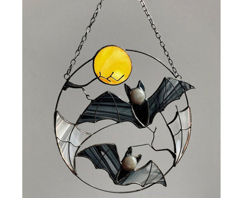 Wall Ornament Bat Shape Anti-deform Metal Window Hanging Decoration for Home- Bat*