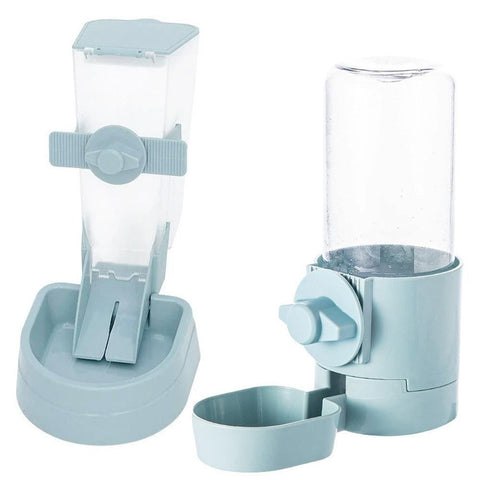 Automatic Food Water Dispenser Set Pet Feeder Bowl Set for Cage Light Blue