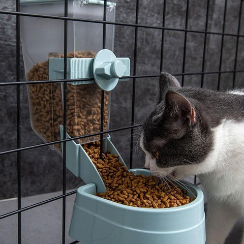 Automatic Food Water Dispenser Set Pet Feeder Bowl Set for Cage Light Blue