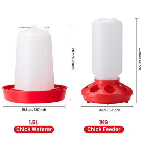 1L Chick Food Feeder and 1.5L Chicken Water Feeder Kit for Chick Aviaries