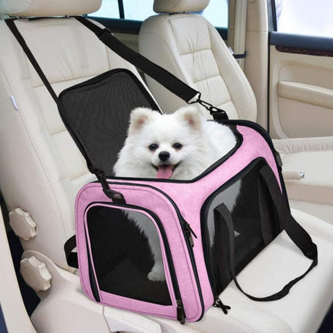 Foldable Travel Pet Carrier Bag Portable Cat Dog Kennel Bag Pink - XL
