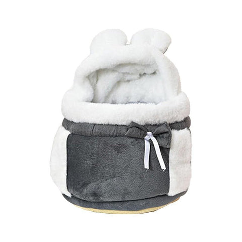 Plush Pet Carrier Backpack Pet Warm Bag with Hand Warmer Pocket Pink - M