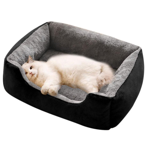 Rectangle Pet Bed for Dogs Cats Beds Warming Soft Calming Sleeping Puppy Bed Black - M