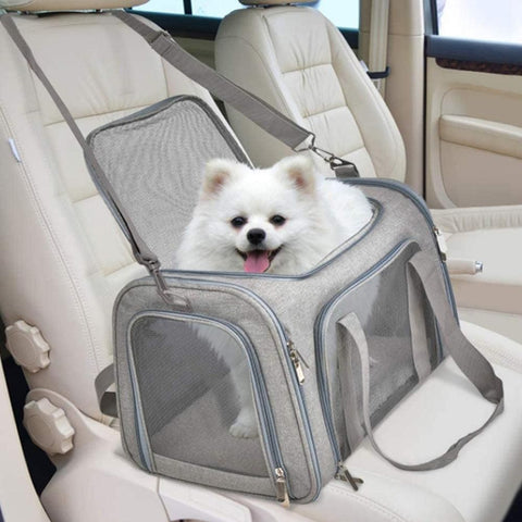 Foldable Travel Pet Carrier Bag Portable Cat Dog Kennel Bag Grey - XL