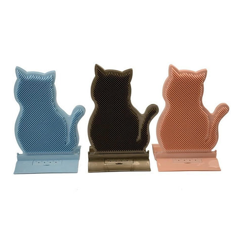 1pc Cat Self Groomer Brush Cat Face Massager Pet Rubbing Post - Blue