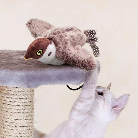 Interactive Cat Toy with Chirping Electronic Flying Bird for Indoor Cats