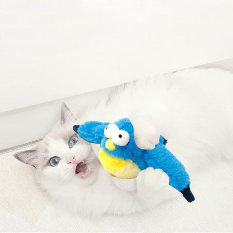 Cat Squeaky Toys Rechargeable Interactive Cat Toy Touch Activated Kitten Plush Pet Toys Blue