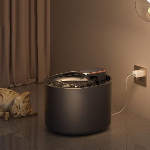 Pet Water Fountain Cat Dog Automatic Electric Drinking Dispenser with Red Light Indicator Black