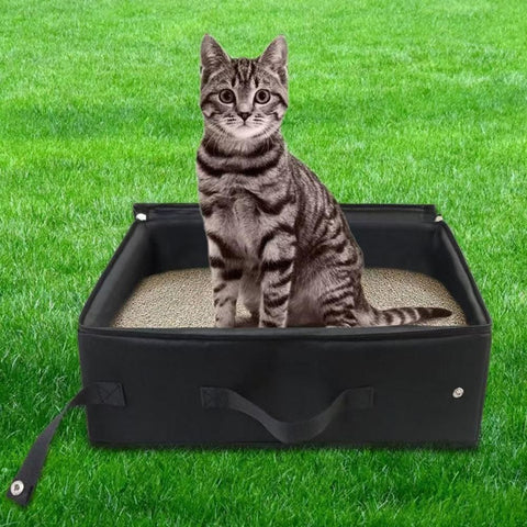 Portable Foldable Cat Travel Litter Box - Waterproof & Easy to Clean Black