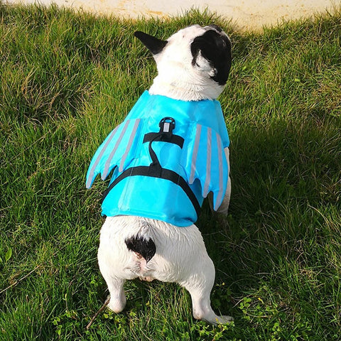Dog Life Jacket Wings Pet Life Vest Adjustable Dog Flotation Swim Vest Blue - S