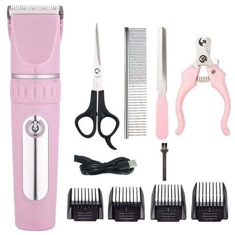 Electric Dog Cat Grooming Kit Cordless Pet Hair Shaver Scissors Clippers Trimmer White