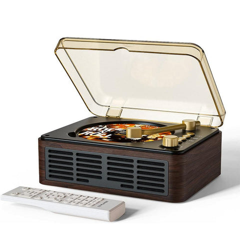 Retro CD Music Player with Bluetooth and FM Radio Multifunctional Home Audio System Brown