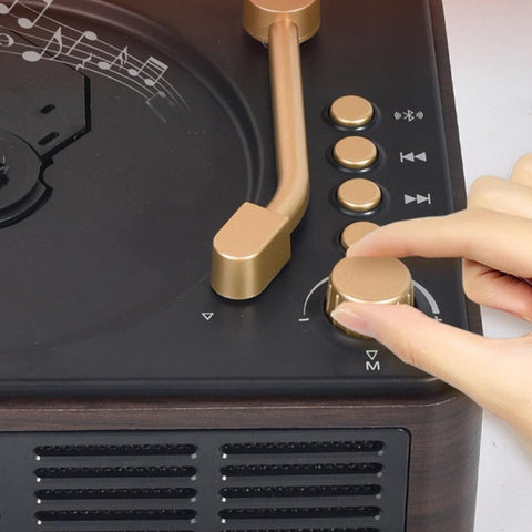 Retro CD Music Player with Bluetooth and FM Radio Multifunctional Home Audio System Brown