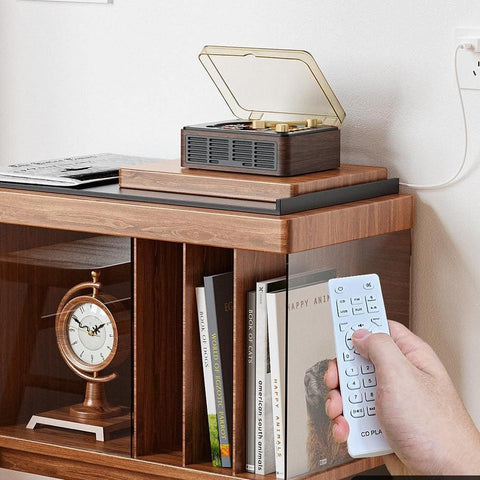 Retro CD Music Player with Bluetooth and FM Radio Multifunctional Home Audio System Brown