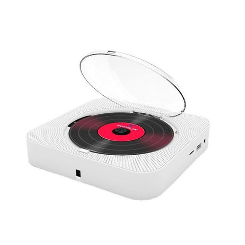 Wall-Mount Bluetooth CD Player LCD Display Music Player Home Audio Boombox White