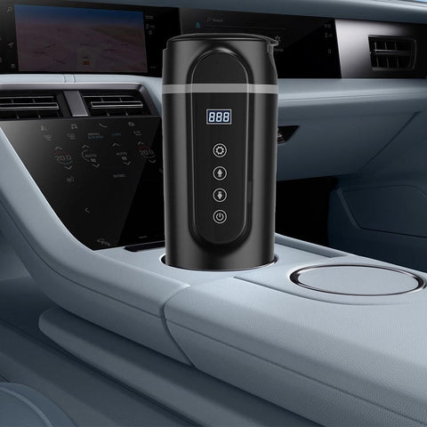 12V/24V Car Electric Kettle Travel Water Boiler Mug Temperature Adjustable Coffee Tea Truck Cup Black