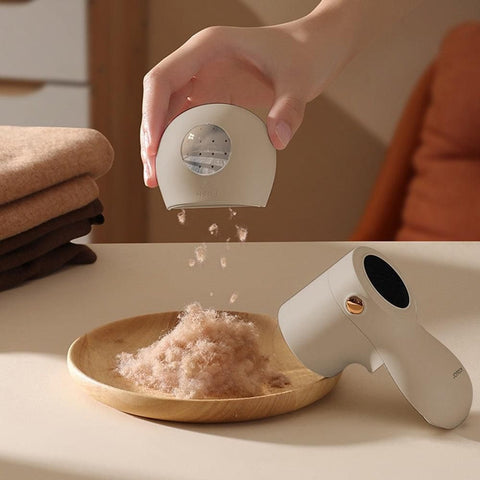 Portable Electric Lint Shaver for Clothes with Digital Display Beige