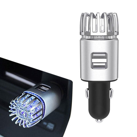 12V Car Air Purifier Car Air Freshener with Dual USB Charger Port Black