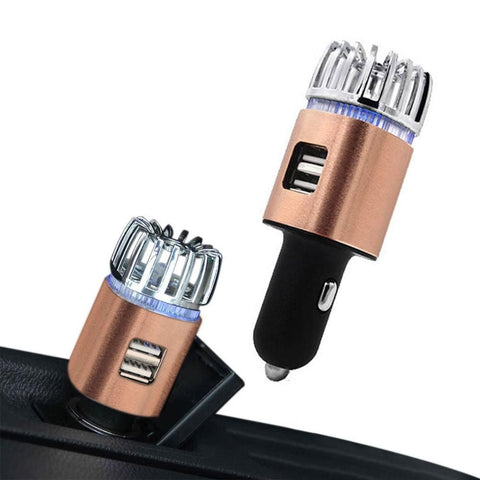 12V Car Air Purifier Car Air Freshener with Dual USB Charger Port Black