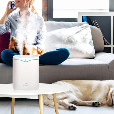 2L USB Double Spray Humidifiers with Colorful Light Cool Mist Ultrasonic Steam Air Humidifier White