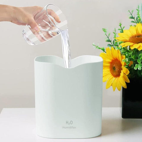2L USB Double Spray Humidifiers with Colorful Light Cool Mist Ultrasonic Steam Air Humidifier White