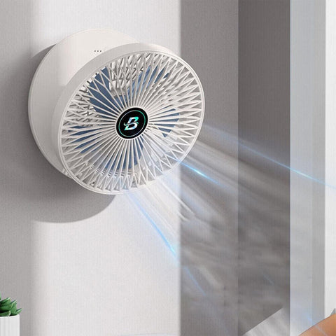 3-Speed Adjustable Air Circulator Fan Foldable Wall Hanging Fan Rechargeable Desktop Cooling Fan White