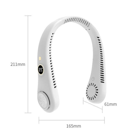 5-Speed Portable Bladeless Neck Fan with LED Display Rechargeable White