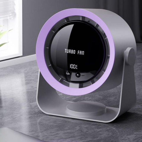 Digital Display Desk Fan Air Circulator Quiet Fan 100 Speeds Adjustable Table Fan for Camping Office Dorm Grey