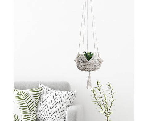 Handmade Woven Cotton Rope Hanger-Beige