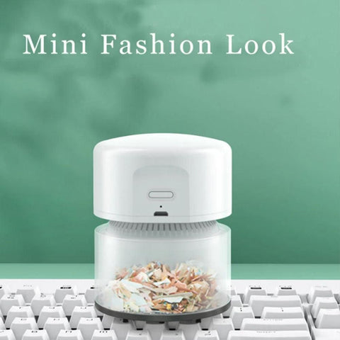 Mini Desktop Vacuum Cleaner Rechargeable USB Desk Sweeper for Home Office White