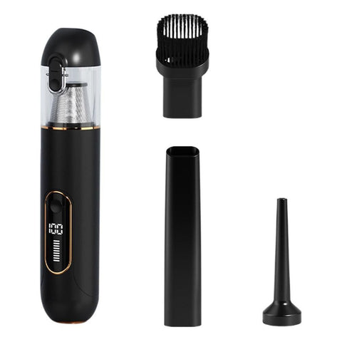 2-Mode Adjustable Cordless Handhtaeld Vacuum Cleaner Set Portable Digital Display Dust Cleaner for Car Home Black