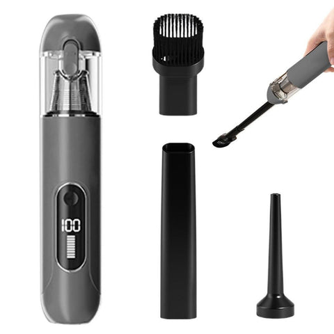 2-Mode Adjustable Cordless Handhtaeld Vacuum Cleaner Set Portable Digital Display Dust Cleaner for Car Home Black