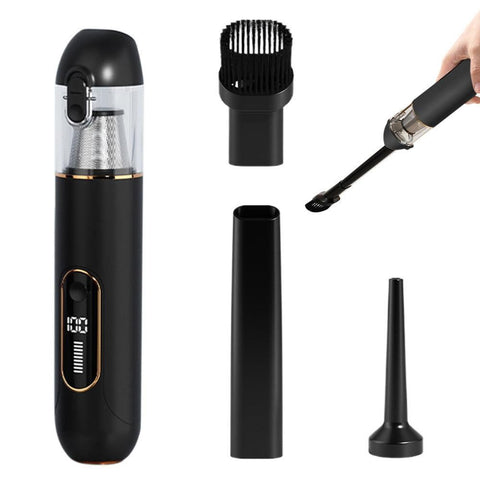 2-Mode Adjustable Cordless Handhtaeld Vacuum Cleaner Set Portable Digital Display Dust Cleaner for Car Home Grey