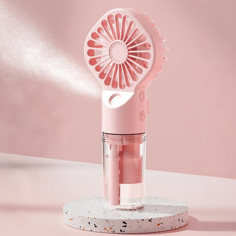 Handheld Misting Fan - Portable Rechargeable Spray Cooling Fan for Home & Office Pink