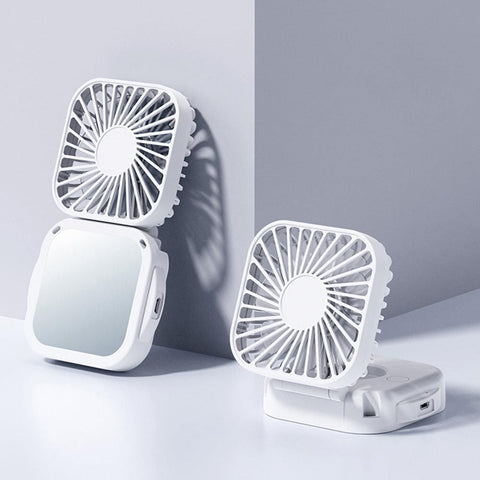 Mini Foldable Neck Hanging Fan Portable USB Rechargeable Personal Cooler White