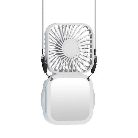 Mini Foldable Neck Hanging Fan Portable USB Rechargeable Personal Cooler White