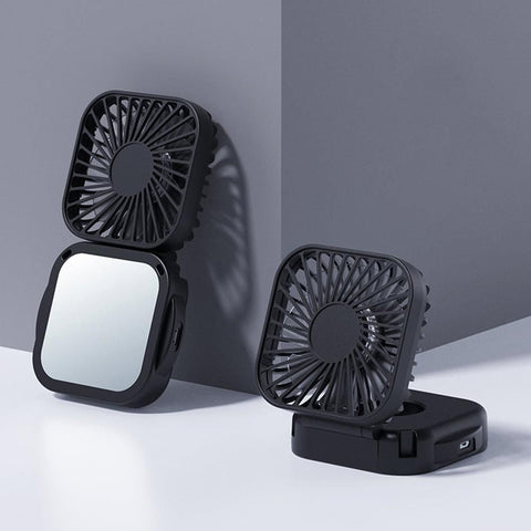 Mini Foldable Neck Hanging Fan Portable USB Rechargeable Personal Cooler Black