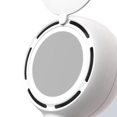 Mini Handheld Fan with LED Light Makeup Mirror Rechargeable Portable Fan White