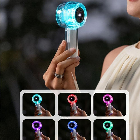 Mini Transparent Handheld Fan with LED Color Display and Rechargeable Battery White