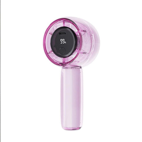 Mini Transparent Handheld Fan with LED Color Display and Rechargeable Battery Green