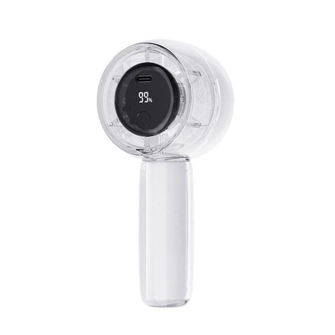 Mini Transparent Handheld Fan with LED Color Display and Rechargeable Battery Gray