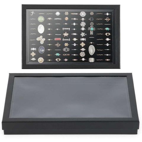 100 Slots Jewelry Ring Display Organizer Tray Case