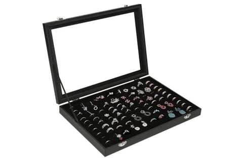 100 Slots Jewelry Ring Display Organizer Tray Case