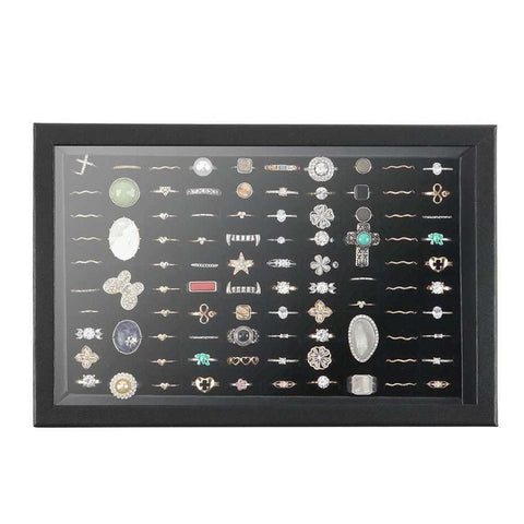 100 Slots Jewelry Ring Display Organizer Tray Case