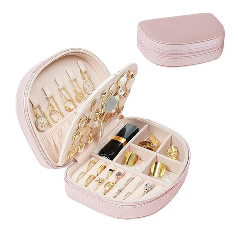 Portable Double Layer Jewelry Organizer Box PU Leather Jewelry Storage Case Green