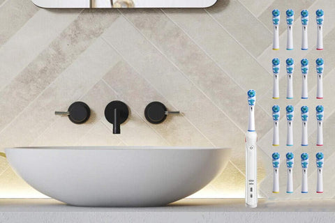 16 Piece Best Double Clean Replacement Brush Heads Compatible With Oral-B