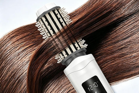 2 in 1 Cordless Hair Straightener Brush Curling Iron with LCD Display-White