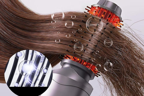 2 in 1 Cordless Hair Straightener Brush Curling Iron with LCD Display-Grey