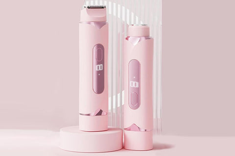 2-in-1 Electric Shaver and Bikini Trimmer with Display Facial Hair Remover-Pink
