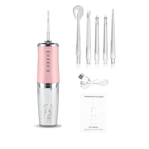 2pcs Water Dental Flosser Electric Water Cordless Cordless Teeth Cleaner for Home Travel -White and Pink